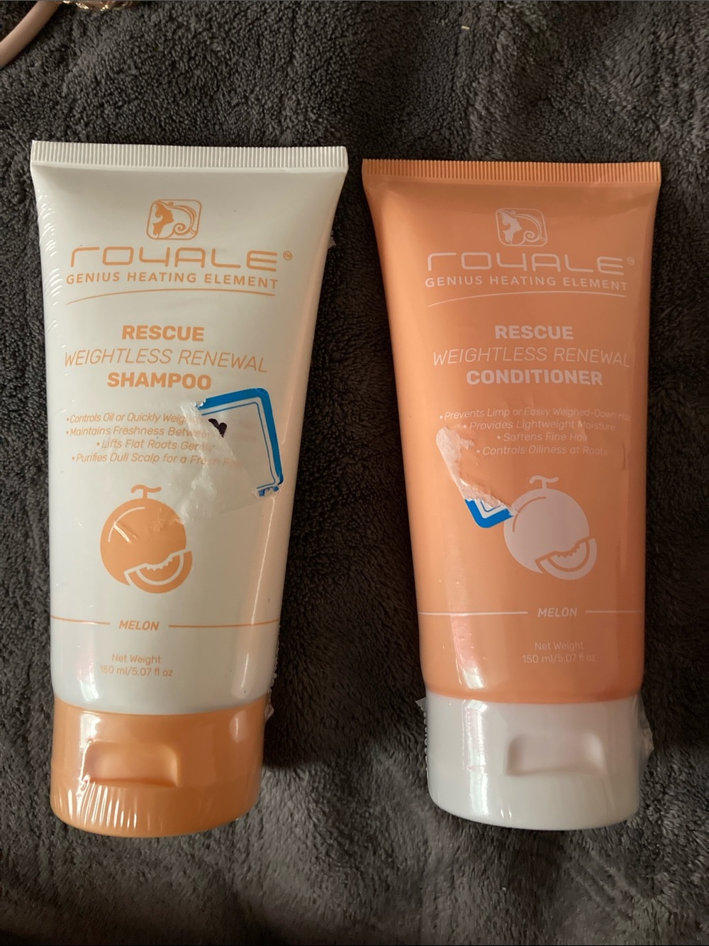 Royale Rescue Weightless Renewal Shampoo & Conditioner Set - Melon (Peach/White)